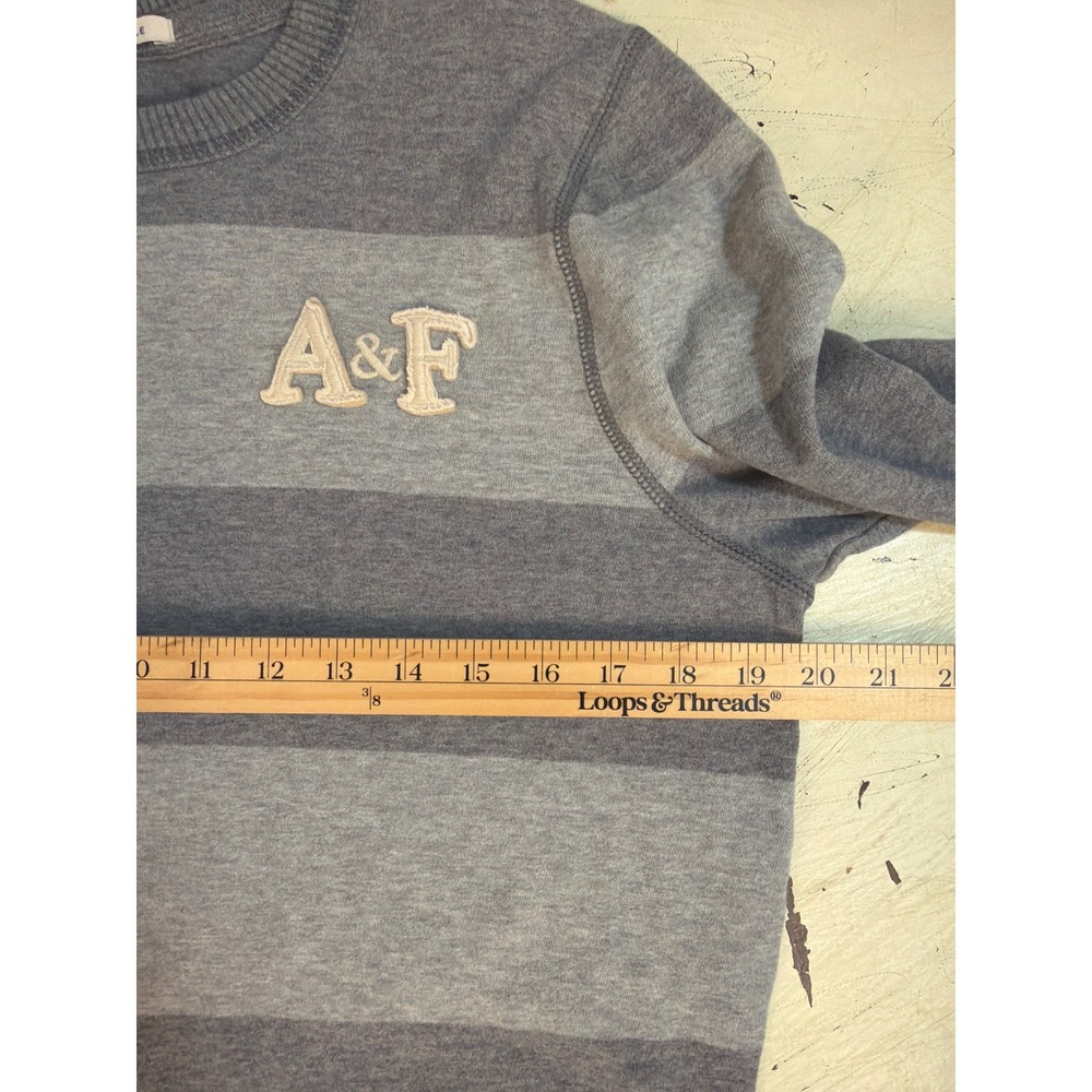 Abercrombie & Fitch Long Sleeve Shirt Mens Large Grey Striped Muscle Fit Cotton - Picture 7 of 7